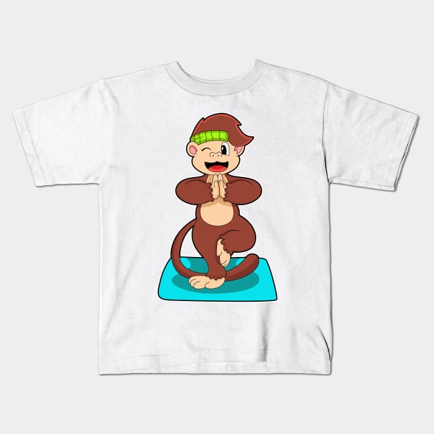 Monkey at Yoga in Standing Kids T-Shirt by Markus Schnabel